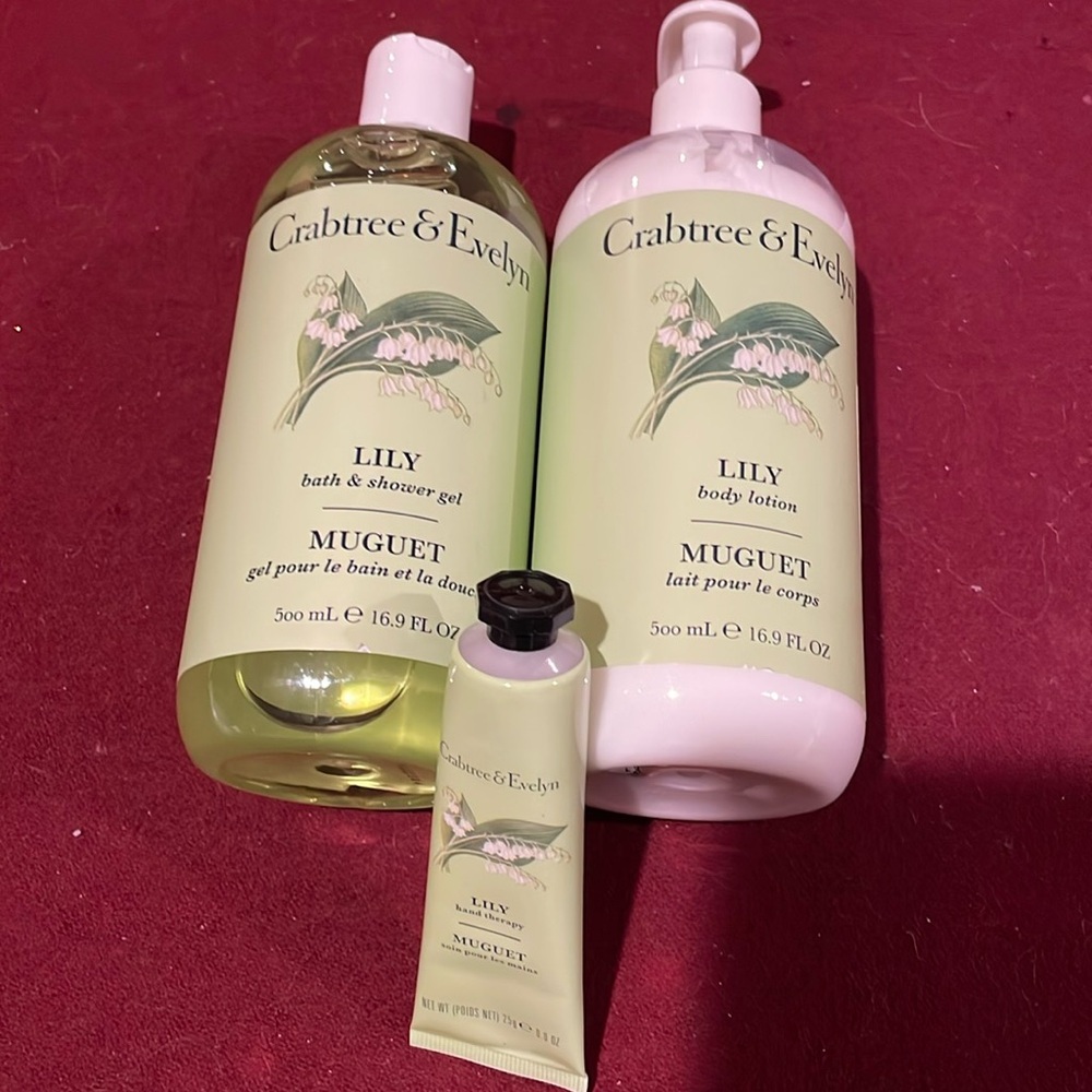 Crabtree & Evelyn, Lily, Bath Shower Gel, Body Lotion Hand Therapy